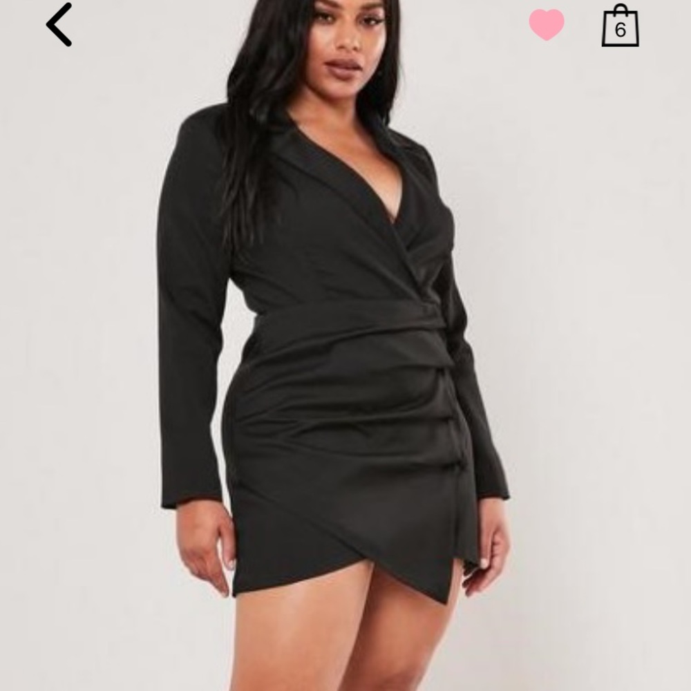 Missguided Black Ruched Side Blazer Dress US 12